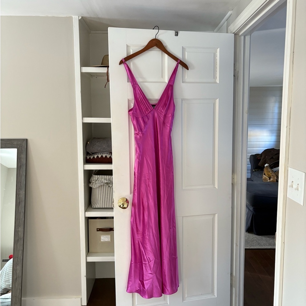 Frederick's of Hollywood Vibrant Pink Satin Chemise